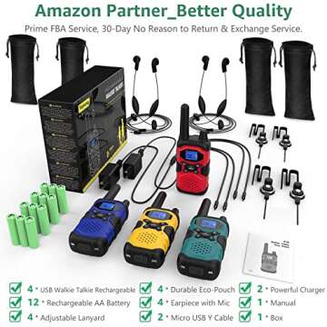 Topsung Walkie Talkies for Adults Long Range Rechargeable 4 Pack, Multi-purpose NOAA 2 Way Radios wi...