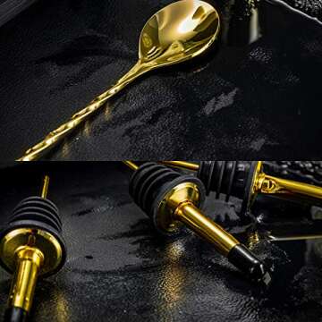 Soing 24-Piece Cocktail Shaker Set,Perfect Home Bartender Kit for Drink Mixing,Stainless Steel Bar Tools with Stand,Velvet Carry Bag & Recipes Cards Included (Gold)