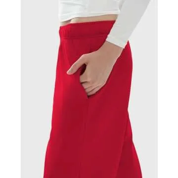 PUMIEY Sweatpants Women Cotton Wide Leg High Waisted Sweat Pants Lounge Oppen Bottom Pants, Ruby Small