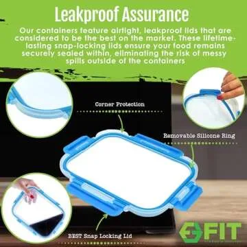 FIT Strong & Healthy Glass Meal Prep Containers 3 Pack