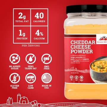 Hoosier Hill Farm Cheddar Cheese Powder, Cheese Lovers, 2.5LB (Pack of 1)