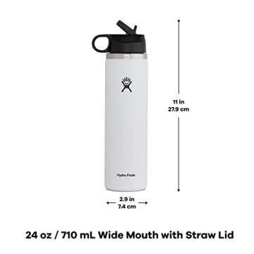 Hydro Flask 24 oz Wide Mouth Straw Lid White