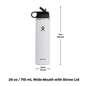 Hydro Flask 24 oz Wide Mouth Straw Lid White