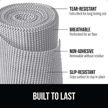 Gorilla Grip powerGRIP Drawer Shelf and Cabinet Liner, Thick Strong Hold, Non-Adhesive Liners Protec...
