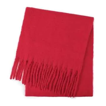 SUNDSGT Big Scarf Coloured Checked Oversized Scarf Tassel Soft Fall Winter Thick Scarf Warm Shawl Women (Red)