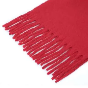 SUNDSGT Big Scarf Coloured Checked Oversized Scarf Tassel Soft Fall Winter Thick Scarf Warm Shawl Women (Red)