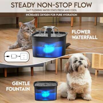 Veken 95oz/2.8L Pet Fountain, Automatic Cat Water Fountain Dog Water Dispenser with Replacement Filters for Cats, Dogs, Multiple Pets (Space Black, Plastic)