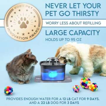 Veken 95oz/2.8L Pet Fountain, Automatic Cat Water Fountain Dog Water Dispenser with Replacement Filters for Cats, Dogs, Multiple Pets (Space Black, Plastic)