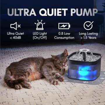 Veken 95oz/2.8L Pet Fountain, Automatic Cat Water Fountain Dog Water Dispenser with Replacement Filters for Cats, Dogs, Multiple Pets (Space Black, Plastic)
