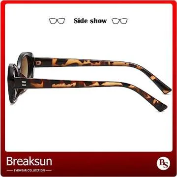 Breaksun Retro Oval Sunglasses for Women Men Fashion Small Oval Sunglasses 90s Vintage Shades (Black/Grey+ Leopard/Brown Gradient)