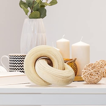 2-Link Decorative Wood Chain Decorations for Home,Hand Carved Boho Wooden Rustic Farmhouse Decor Cou...