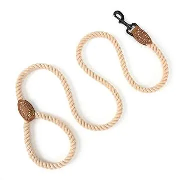 Mile High Life Dog Leash | Braided Cotton Rope Dog Leashes with Leather Tailor Tip | 6 Feet Dog Leas...