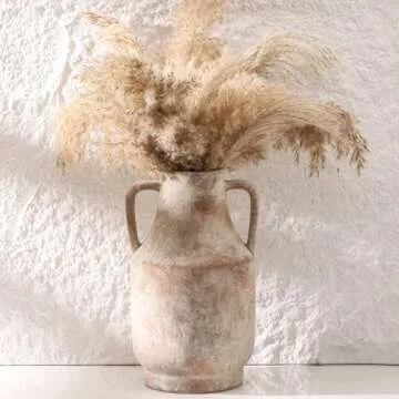 Mitt&Ditt Ceramic Vase, Neutral Flower Vase with Handles, 11 inch Tall vase for Centerpieces, Large Decorative Terracotta Vases, Farmhouse Rustic Vase for Home Decor, Living Room, Table