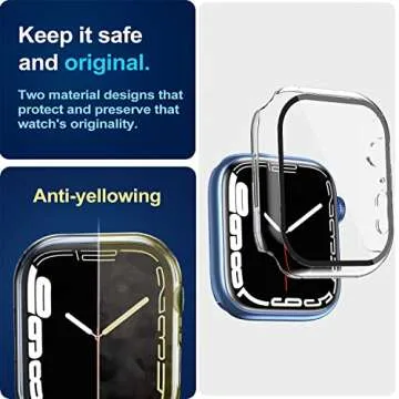 Smiling 2 Pack Tempered Glass Case for Apple Watch 45mm