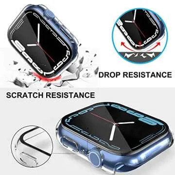 Smiling 2 Pack Tempered Glass Case for Apple Watch 45mm