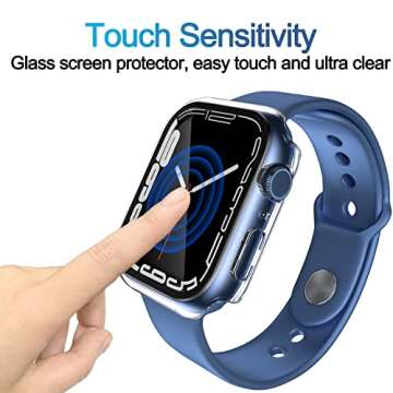 Smiling 2 Pack Tempered Glass Case for Apple Watch 45mm