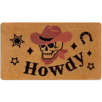 Western Skull Welcome Doormat Western Cowboy Style Skull Indoor Outdoor Rug Front Door Carpet Cowboy...
