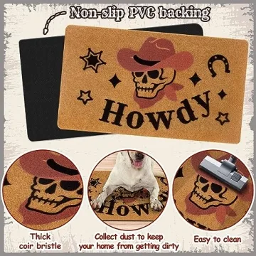 Western Skull Doormat for Stylish Halloween Decor