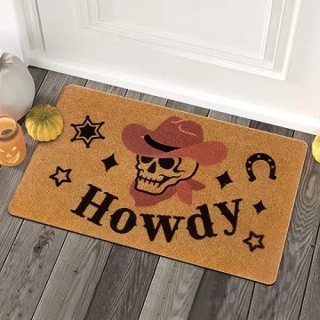 Western Skull Doormat for Stylish Halloween Decor