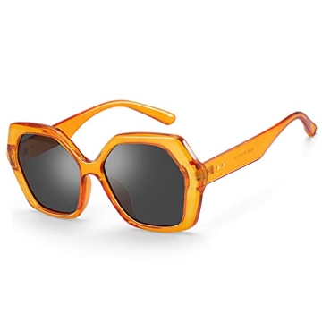 ZENOTTIC Retro Oversized Hexagonal Sunglasses for Women - 100% UV400 Protection