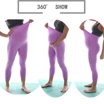 LWJ 1982 Maternity Workout Capri Leggings Activewear Pregnancy Yoga Exercise Pants Over The Belly (Medium, Purple)