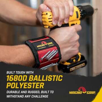 MagnoGrip Magnetic Wristband for Holding Screws, Nails, Drill Bits - Cool Gifts for Men - Super Strong Magnets - Great DIY Gifts for Christmas, Dad, Husband, Handyman, Handy Woman, Craft Enthusiasts