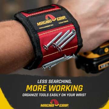MagnoGrip Magnetic Wristband for Holding Screws, Nails, Drill Bits - Cool Gifts for Men - Super Strong Magnets - Great DIY Gifts for Christmas, Dad, Husband, Handyman, Handy Woman, Craft Enthusiasts