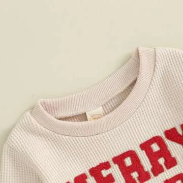 FIOMVA Toddler Baby Girl Boy Christmas Outfits 0 3 6 9 12 18 24Months 2t 3t Sweatshirt Long Sleeve Top+Pants Fall Clothes Set (Christmas Merry and Bright Beige, 2-3 Years)