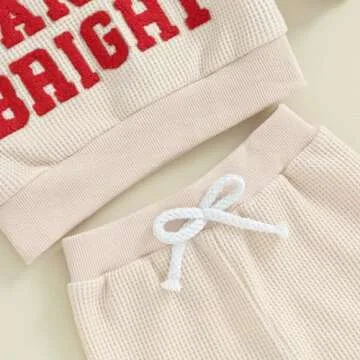 FIOMVA Toddler Baby Girl Boy Christmas Outfits 0 3 6 9 12 18 24Months 2t 3t Sweatshirt Long Sleeve Top+Pants Fall Clothes Set (Christmas Merry and Bright Beige, 2-3 Years)