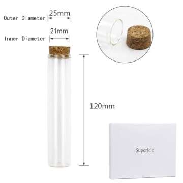 SUPERLELE 18pcs Glass Test Tube, 25×120mm Clear Flat Test Tubes with Cork Stoppers for Plants Propa...