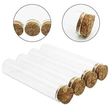 SUPERLELE 18pcs Glass Test Tube, 25×120mm Clear Flat Test Tubes with Cork Stoppers for Plants Propagation, Scientific Experiments, Bath Salt and Candy Storage