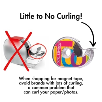 Dowling Magnets Adhesive Magnet Tape, 1 roll (25'L x .75"W) in dispenser, thin dark gray craft magnets for paper and photos only. Magnetic tape with adhesive backing. Classroom essentials. Item 735001