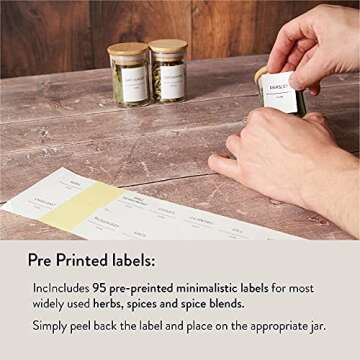 Stylvio 12 Pcs 4oz Spice Jars with Bamboo Lids, Airtight Seasoning Containers with 152 Pre-printed Minimalistic Spice Labels,12 Black Chalkboard Labels, Erasable Liquid Chalk Pen and Spice Funnel