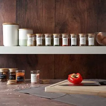 Stylvio 12 Pcs Spice Jars with Airtight Bamboo Lids