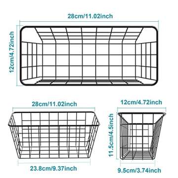 MaraFansie Over the Cabinet Door Organizer Wall Wire Baskets Hanging Kitchen Basket Shelf for Cabinet & Pantry Organization and Kitchen, Bathroom, Bedroom Storage, with Adhesive, 4 Pack