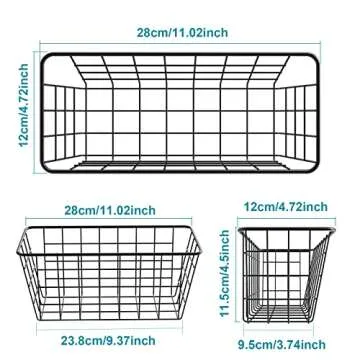MaraFansie Over the Cabinet Door Organizer Wall Wire Baskets Hanging Kitchen Basket Shelf for Cabinet & Pantry Organization and Kitchen, Bathroom, Bedroom Storage, with Adhesive, 4 Pack