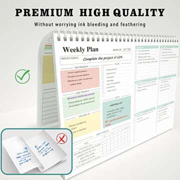 Weekly Planner To Do List Note Pad - Daily To Do List, Undated 52 Weekly Sheets, 8.5x11" Weekly Goal Notebook, Habit Tracker Journal, Productivity Organizer, Excellent for Work and Personal Organized