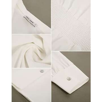 Womens Blouse Summer Casual Long Sleeve Peplum Tops Dressy Work Collared Shirt Top White M