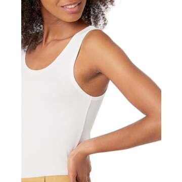 Amazon Essentials Women's Slim-Fit Tank, Pack of 2, White, Medium