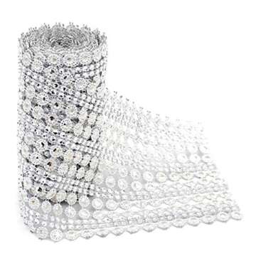 Sparkling Flower Shape Diamond Mesh Wrap Roll - Honbay
