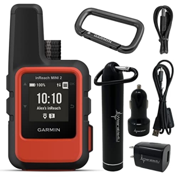 Wearable4U - Garmin inReach Mini 2 Satellite Communicator (Flame Red) with Power Pack Bundle