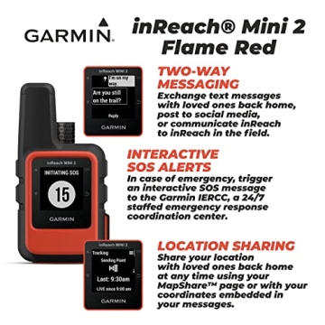 Wearable4U - Garmin inReach Mini 2 Satellite Communicator (Flame Red) with Power Pack Bundle