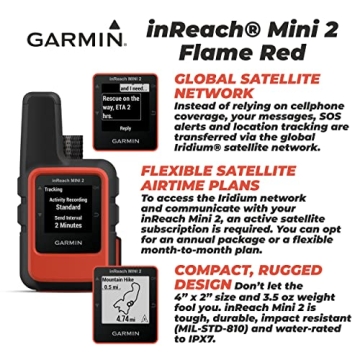 Wearable4U - Garmin inReach Mini 2 Satellite Communicator (Flame Red) with Power Pack Bundle