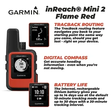Wearable4U - Garmin inReach Mini 2 Satellite Communicator (Flame Red) with Power Pack Bundle