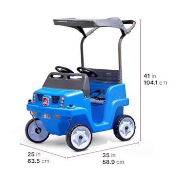 Step2 Side-by-Side Push Around SUV, Kids Push Car, 2 Seats, Stroller Substitute, Includes Seat Belts & Horns, Made of Durable Plastic, Max Weight 100 lbs., For Toddlers 1.5-5 Years Old, Blue