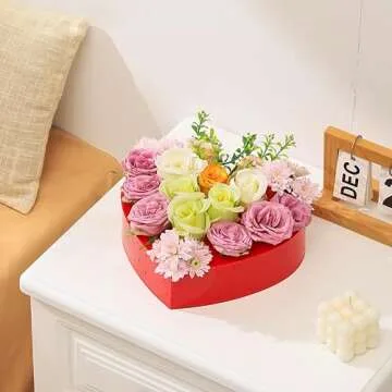 PORPAN Heart Vase, Acrylic Flower Vase for Dining Table, Decorative Vase for Wedding, Aestic Vase for Table Centerpiece, Red Flower Vase for Home, Cute Vase Decor, 17 Holes 9.8 Inches