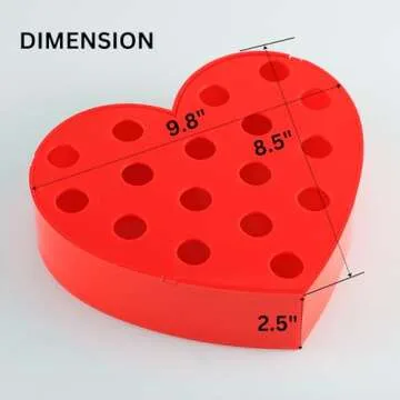 PORPAN Heart Vase, Acrylic Flower Vase for Dining Table, Decorative Vase for Wedding, Aestic Vase for Table Centerpiece, Red Flower Vase for Home, Cute Vase Decor, 17 Holes 9.8 Inches