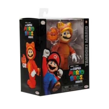 THE SUPER MARIO BROS. MOVIE - 5 Inch Action Figures Series 2 – Tanooki Mario Figure with Leaf Accessory