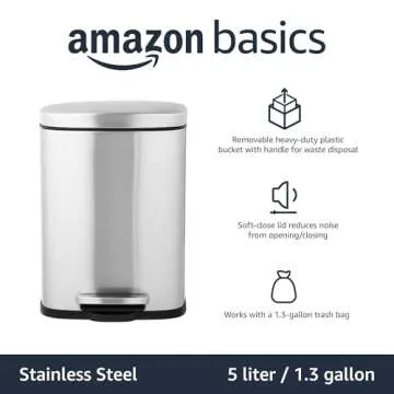 Stylish Amazon Basics Mini Trash Can with Soft-Close Feature