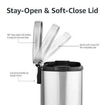 Stylish Amazon Basics Mini Trash Can with Soft-Close Feature